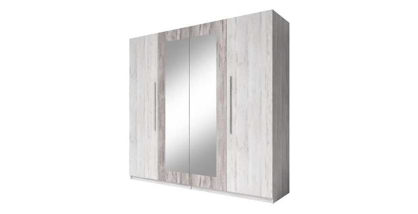 Armoire 4 portes avec miroirs couleur gris clair et gris foncé - IRINA