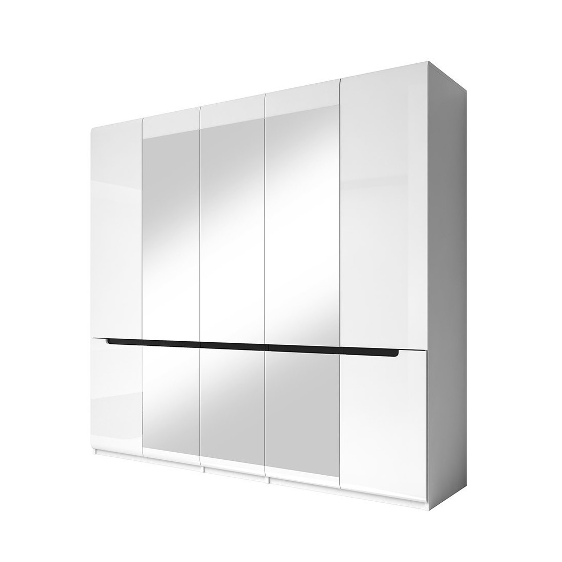 Armoire design 5 portes et 3 miroirs couleur blanche finitions glossy - LUCIA