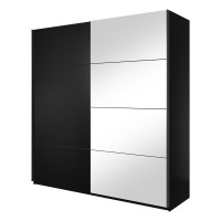 Armoire design 2 mètres. 2 portes avec miroirs modulables. Couleur noir mat. Collection EOS