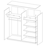 Armoire design 2 mètres. 2 portes avec miroirs modulables. Couleur noir mat. Collection EOS