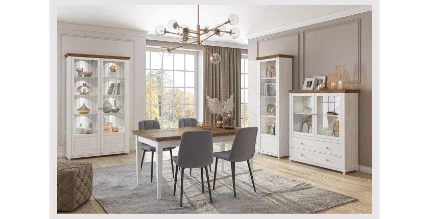 Ensemble de 4 meubles pour salle à manger coloris frêne blanc et chêne. Collection ASSIA
