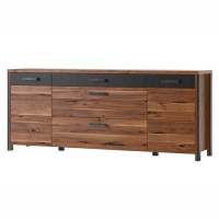 Buffet 200cm collection WINDSOR . Coloris chêne foncé et gris anthracite.