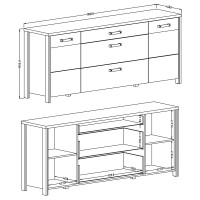 Buffet 200cm collection WINDSOR . Coloris gris anthracite et chêne foncé.