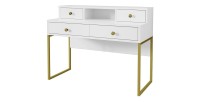 Ensemble de 2 meubles de bureau. Console et étagère collection DOUGLAS coloris blanc et doré