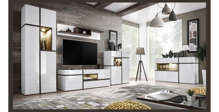 Meuble TV 150cm collection CRISS avec LED intégrés. Meuble déco, moderne et design pour votre salon.