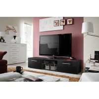 Meuble TV design collection BONOO 180 cm. Coloris noir finition glossy
