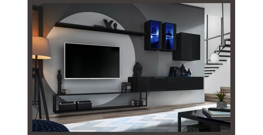 Ensemble meubles de salon style industriel SWITCH M1. Coloris noir.