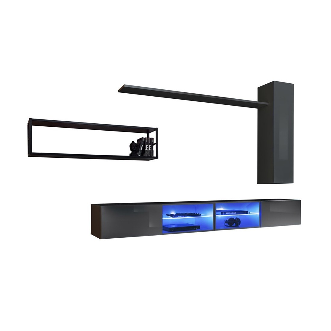 Ensemble meubles de salon style industriel SWITCH M4. Coloris gris.
