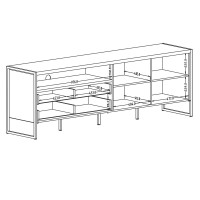 Meuble TV 200cm style industriel avec LED intégrées. Collection ZOLA. Coloris épicéa et gris