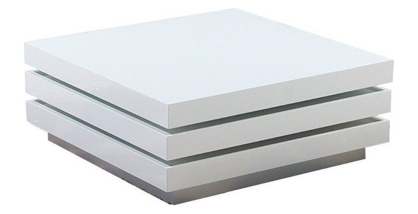 Table basse carrée extensible design collection MOVE. Couleur blanc brillant.