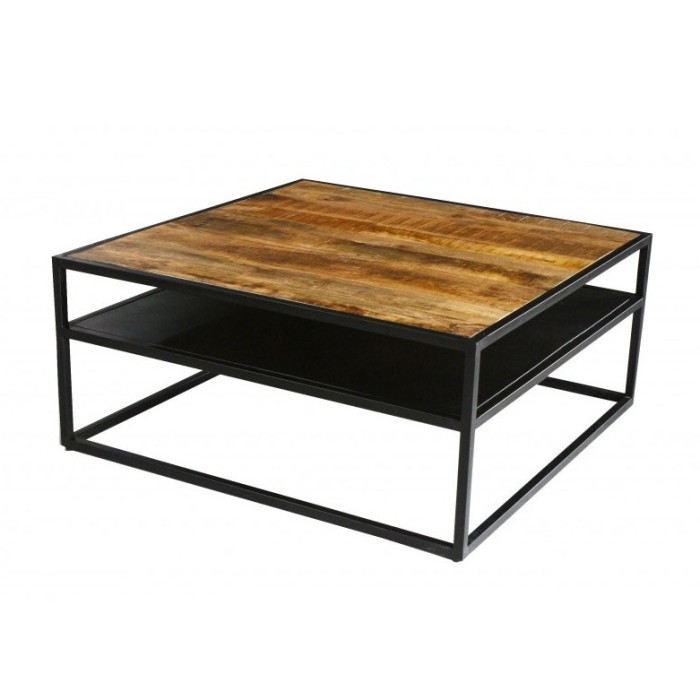 Table Basse carrée MODENE en bois massif (90x90cm). Meuble style industriel