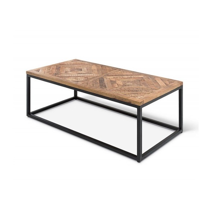 Table basse rectangulaire MADERE en bois massif - 120x60. Meuble style industriel