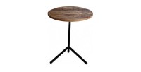 Table d'appoint design collection VERSO structure en métal et plateau en bois exotique