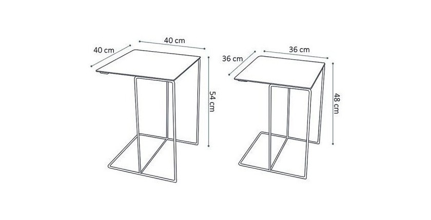 Table gigogne carrée 2 pièces en métal style industriel collection OPRA