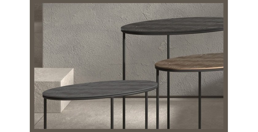 Table gigogne ovale 2 pièces en métal style industriel collection TANTRA