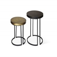 Table gigogne ronde 2 pièces en métal style industriel collection TOWN