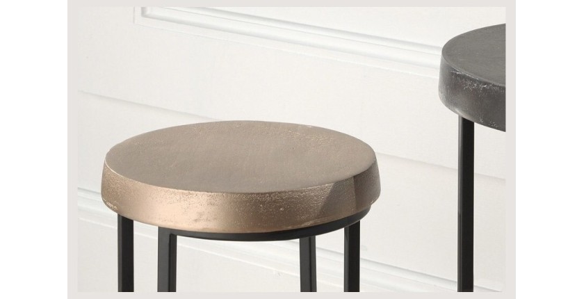 Table gigogne ronde 2 pièces en métal style industriel collection TOWN