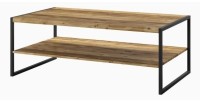 Table basse rectangulaire style industriel collection ZOLA. Coloris épicéa et noir.