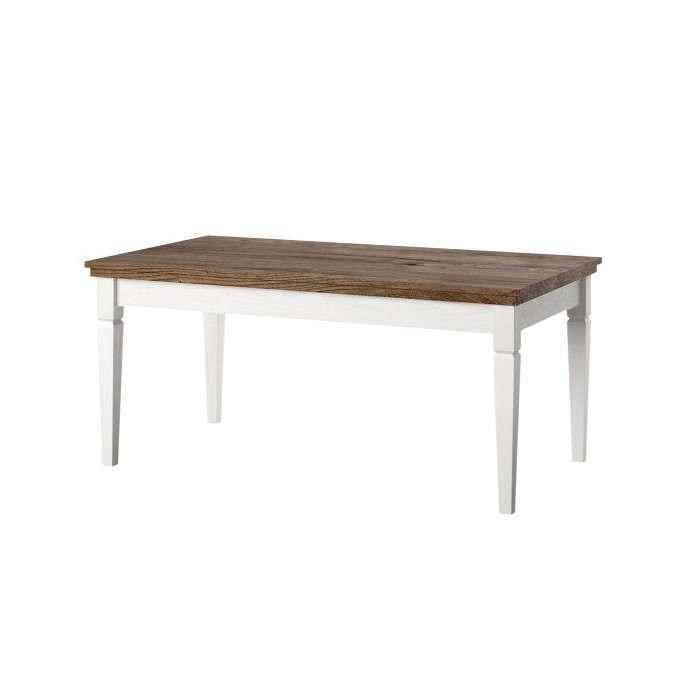 Table basse rectangulaire collection ASSIA. Coloris frêne blanc et chêne.