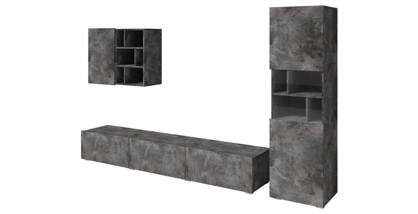 Composition de 3 meubles design pour salon effet ardoise collection NARVA.