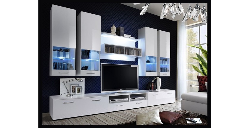 Composition de meubles TV design collection SAGA. Coloris blanc