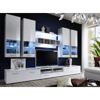 Composition de meubles TV design collection SAGA. Coloris blanc