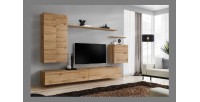 Ensemble meuble salon collection SWITCH II design, coloris chêne Wotan.
