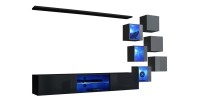 Ensemble meubles de salon SWITCH XXI design, coloris noir et gris.