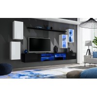 Ensemble meubles de salon SWITCH XXV design, coloris blanc et noir.