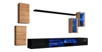 Ensemble meubles de salon SWITCH XXV design, coloris chêne et noir.
