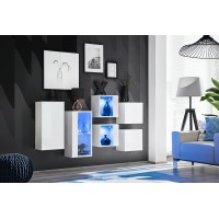 Ensemble meubles de salon SWITCH SBIV design. coloris blanc brillant. Système LED intégré.