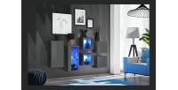 Ensemble meubles de salon SWITCH SBIV design. Coloris gris brillant. Système LED intégré.