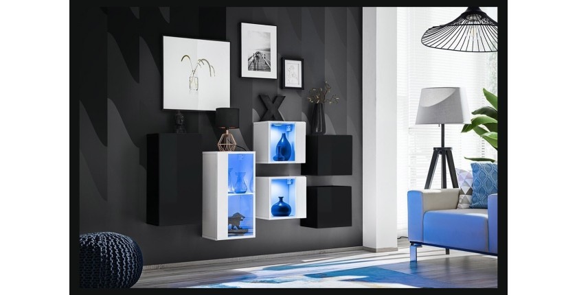 Ensemble meubles de salon SWITCH SBIV design. Coloris noir et blanc.