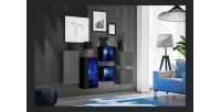 Ensemble meubles de salon SWITCH SBIV design. Coloris gris et noir.