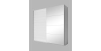 Armoire 2 portes coulissantes 220cm Coloris blanc avec miroir. Collection FLOYD