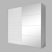 Armoire 2 portes coulissantes 220cm Coloris blanc avec miroir. Collection FLOYD