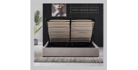 Lit coffre collection MILOS - Couleur grise - 160x200cm - Sommier inclus