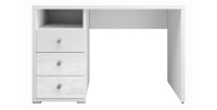 Bureau droit design avec caisson de rangement 3 tiroirs et 1 niche collection ALBY coloris blanc.