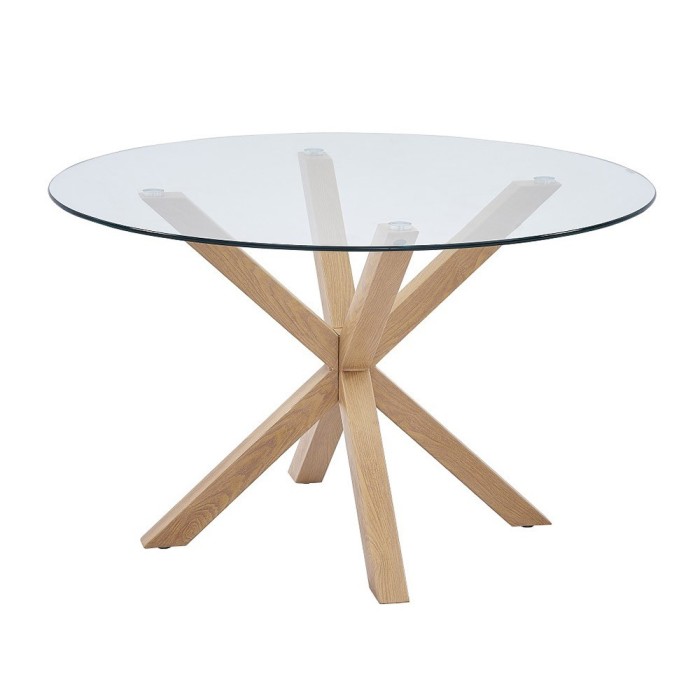 Table à manger ronde ALEX, ø120cm - verre et métal- Style Moderne