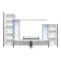 Composition de meubles TV collection GALAXY design coloris blanc et noir brillant.