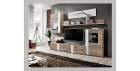 Composition de meubles TV  design collection ALEP. Coloris chêne et blanc.