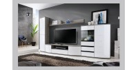 Composition XL de meubles TV design collection NOUK. Coloris blanc et finition chêne