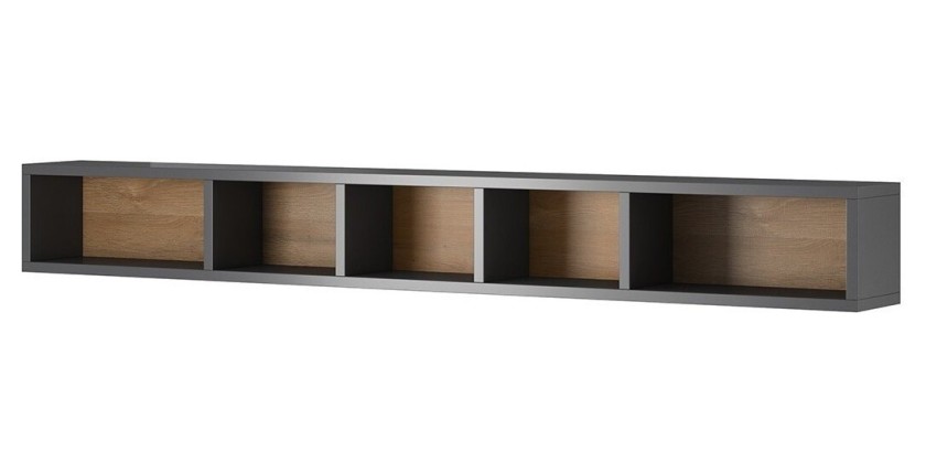 Ensemble complet de 6 meubles de salon collection OHIO. Coloris gris et effet chêne.