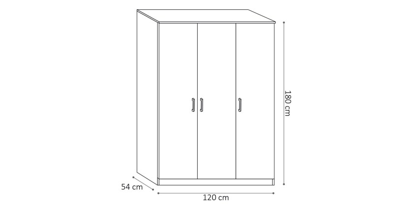 Garde Robe REY, armoire 3 portes idéal pour votre entrée, votre buanderie ou votre sdb