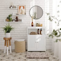 Placard deux portes style persienne et une niche pour salle de bain coloris blanc collection CLEAN