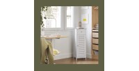 Meuble de rangement pour salle de bain un tiroir et une porte battante coloris blanc collection CLEAN