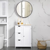 Meuble de rangement pour salle de bain trois tiroirs et une porte coloris blanc collection CLEAN