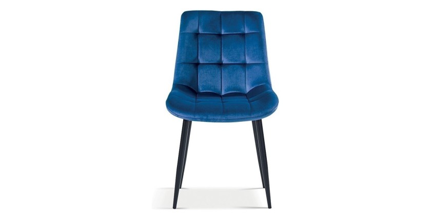 Chaise en velours de salle à manger avec pieds en métal bleu KALI