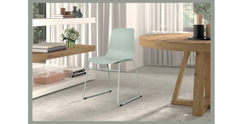 Chaise en polypropylène MARIE de salle à manger bar café, couleur : gris vert