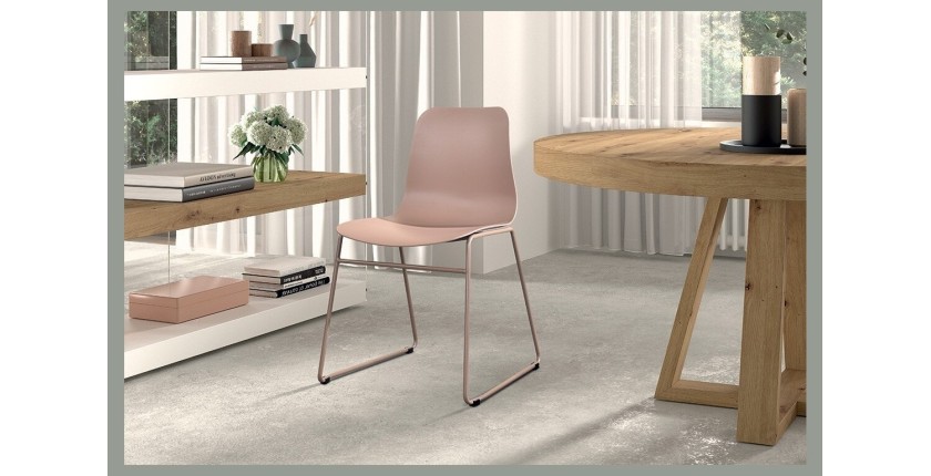 Chaise en polypropylène MARIE de salle à manger bar café, couleur : beige